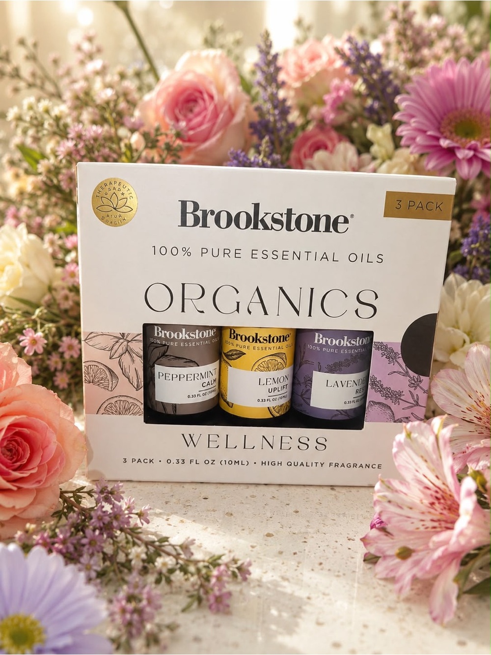Brookstone Organics Essential Oils Trio - Black, Yellow, Purple